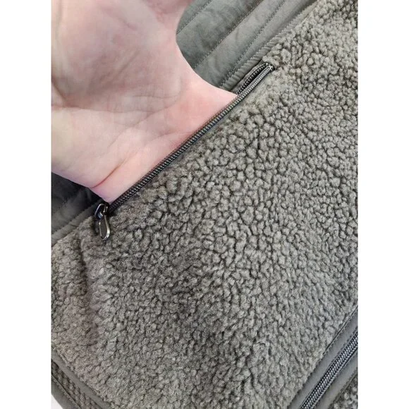 RUFF HEWN Cozy Gray Faux Sherpa Fleece Full Zip L Wicking Cabin Outdoor Neutral - Picture 6 of 10